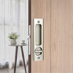 6.3" Privacy Pocket Door Lock Hardware、Sliding Barn Door Lock with Keys、Concealed Recessed Door Handle Door Lock Furniture Hardware Door Locks for Many Scenarios Bathroom, Barn,Bedroom (Silver)