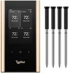 Typhur SYNC Gold Wireless Meat Thermometer | Four Slim Probes | 10x Stronger Signal Than Bluetooth | Reliable Readings Through Closed Smoker, Kamado Grill, BBQ, and Tough Obstacles | Easy-to-Use Base