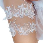 CITUYER Garters for Brides Wedding Garter Elasticated Soft Lace Pearl Garter Bridal Wedding Accessories Bride to be Gifts, White-pearl, Medium