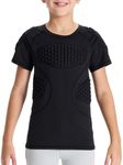 DEVOROPA Youth Boys Padded Compression Shirts Short Sleeve Football Baseball Undershirt Chest Rib Heart Sternum Protector Black XS