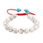 Unisex Gemstone White Howlite Shamballa Inspired Stackable 10MM Bead Bracelet Western Jewelry For Women Men Red Cord String Adjustable