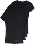 4 Pack Zenana Womens Basic V-Neck T-Shirts (X-Large)