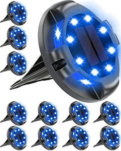 Biling Solar Pathway Lights Outdoor Uplight Sidelight, 12 Packs Blue Bright Solar Ground Lights Walkway Lights Waterproof Solar Deck Lights for Yard Walkway Garden Poolside