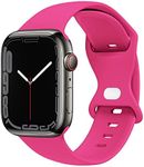 Compatible with Apple Watch Band 38mm 40mm 41mm 42mm 44mm 45mm 49mm S/M M/L for Women/Men Waterproof Soft Silicone Replacement Strap Accessories for iWatch Bands Ultra 2/Ultra Series 9/8/7/6/5/4/3/2/1 SE (Hot Pink, 38/40/41mm S/M)