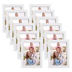 Giftgarden White 5x7 Picture Frame Pack of 12, Multi White Woodgrain 5 by 7 Photo Frames Bulk for Wall or Tabletop Display