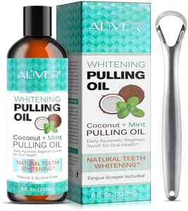 Pulling Oil with Coconut & Peppermint Oil-Mouthwash for Oral Care-Teeth Whitening and Fresh Breath, Organic Essential Oils Mouthwash With Tongue Scraper Alcohol-Free, Treatment for Gums-8 Fl.Oz
