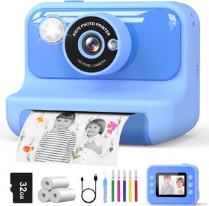 Hangrui Kids Instant Print Camera – Blue, Portable Photo Printer