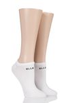 Elle Ladies Plain Patterned and Striped Bamboo No Show Socks Pack of 2 White 4-8