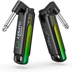 LEKATO Wireless Guitar System UHF Wireless Guitar Transmitter Receiver Rechargeable with 70 Channels Audio Wireless Guitar Transmitter Receiver for Guitar Bass Electric Instruments (Green)