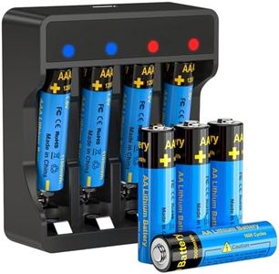 KEKUCULL Rechargeable 4 Pack AAA&4 Pack AA Lithium Batteries,1.5V Li-ion Rechargeable Batteries with AA/AAA Batteries Charger for Xbox Controller,LED String Lights,Toys etc