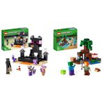 LEGO 21242 Minecraft The End Arena, Player-vs-Player Battle Playset with Lava & 21240 Minecraft The Swamp Adventure, Building Game Construction Toy