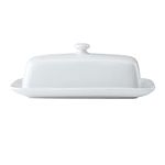 Mikasa Chalk Porcelain Butter Dish, Labelled, White