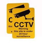 eSplanade CCTV Warning 24 Hours Surveillance Sign Yellow Sticker Decal - Easy to Mount Weather Resistant Long Lasting Ink (Size -7.5"x5.5")