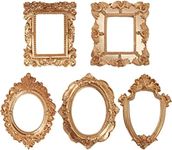 Kisangel Gold Picture Frames 5pcs Mini Photo Frame Vintage Decor Gold Trim Picture Dining Table Synthetic Resin Gold Stud Earrings