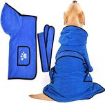 Zunea Dog Bathrobe Towel for Drying Dogs Absorbent Bath Robe Poncho with Hood Pet Hoodie Bath Towel with Adjustable Strap and Pockets for Small Medium Large Dogs Cats for Bathing Grooming Blue XS