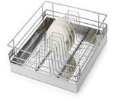 Jebel High Grade Stainless Steel S.S AISI 304 Plate Basket Modular Kitchen Basket Modular Kitchen Cabinet Partition Rack Cutlery Rack Shelf (19 in)