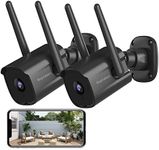 Septekon Security Camera Outdoor CCTV Camera Wireless 2 Pack, 2K Dual Antenna WiFi Home Surveillance Cameras with IP66 Waterproof, Night Vision, AI Motion Detection, 2-Way Audio, Black