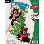 Bucilla, Holiday Black Bears, Felt Applique 18" Stocking Making Kit, Perfect for DIY Arts and Crafts, 89622E