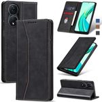 Jasonyu Case for Honor 90 Smart/X7B Leather Wallet Flip Cover with Card Holder,Kickstand, Magnetic Closure,TPU Shockproof Phone Case Compatible with Honor X7B (Black)