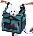 Dog Bike Basket Carrier, Expandable Foldable Dog Basket for Bike, Soft-Sided Dog Bike Carrier Pet Travel Bag, Bike Dog Carrier Backpack Carrier Safe and Easy for Small Cats and Dogs (Green)