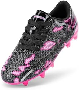 DREAM PAIRS Boys Girls Soccer Cleats Kids Football Shoes for Little/Big Kid,Size 11 Little Kid,Black/Hot Pink,SDSO2301K