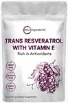 Pure Trans-Resveratrol Powder with Vitamin E, 5 Ounce, 2 in 1 Formula, Micronized Powder for Better Absorption, Premium Resveratrol Supplement, Super Antioxidant