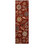 Maples Rugs Reggie Floral Runner Rug Non Skid Hallway Entry Carpet [Made in USA], Merlot, 2'6" x 8'