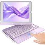 KBCASE Touchpad Keyboard Case for iPad 9th/8th/7th 10.2 inch, Backlit Trackpad Keyboard, 360°Rotatable Case with Pencil Holder for iPad 9th/8th/7th Gen (Light Purple)