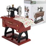 Sbolang Electric Sewing Machine Mini Music Box, European Crafts Retro Sewing Clockwork Home Crafts Table Decoration Birthday Gift, Brown