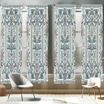 Ambesonne Victorian Window Curtains Pack of 2, Cold Tone Curlicue Leaves with Baroque Artwork with Stripes Cultural, Lightweight Set with Rod Pocket, 4 Panels of - 28" x 63", Blue Grey Ivory Dimgray