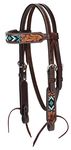 Turquoise Cross Turquoise Beaded Pony Brow Band Headstall Dark Oil 5/8 45-0149