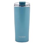 Kichna The Brewer Stainless Steel Thermal Travel Mug Double Walled Insulated Coffee Cup Tumbler for Hot and Cold Drinks BPA Free Lid 550ml - Powder Blue