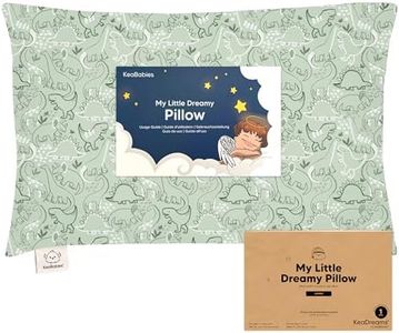 KeaBabies Toddler Pillow with Toddler Pillowcase, Jumbo 51X35cm - Soft Organic Cotton Pillow, Kids Pillow for Sleeping, Machine Washable Pillows, Toddler Bed Pillows, Travel Pillow (DinoDood)