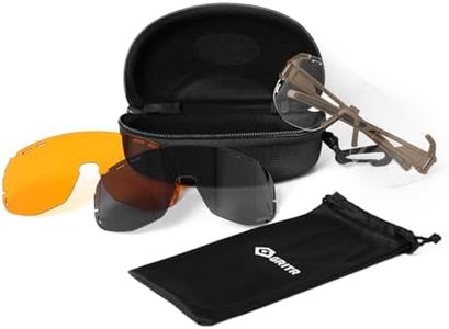 GRITR Safety Shooting Glasses - ANSI Z87.1 Protective Eyewear with Interchangeable Lenses, Cloth Pouch & EVA Carrying Case, FDE Frame