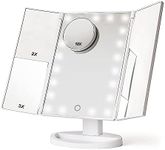 grace & stella Makeup Mirror Vanity Mirror with Lights, 2X 3X 10X Magnification, Lighted Makeup Mirror, Touch Control, Trifold Makeup Mirror, Dual Power Supply, Portable LED, Women Gift