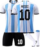 IBLAVIC Soccer Jersey Kids Youth Football Kit Boys Girls Trendy Jersey Set for Soccer Enthusiasts with Shorts and Socks 10# Blue 24