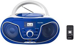 Roxel RCD-S70BT Portable Boombox CD Player with Remote Control, FM Radio, USB MP3 Playback, 3.5mm AUX Input, Headphone Jack, LED Display Wireless Music Streaming (Blue)