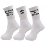 bahuzo Cotton Hi-Tech Performance Athletic Men And Women Crew Calf Length Socks For Gym And Sports Pack Of 3 (White)