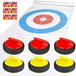 HearthSong Curling Zone – Indoor Battery Operated Hovering Curling Set – Fun Family Game for Kids and Adults – 6 Curling Stones and Floor Mat – Olympic Sport Party Game Equipment – Age 3+