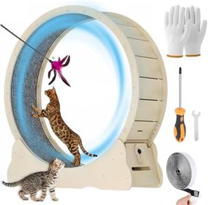 MIWOOYY Large Cat Exercise Wheel 40 inch - Natural Solid Wood Cat Wheel Exerciser for Indoor Cats, Safety Cat Treadmill with Lock & Minimized Gapdesign