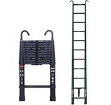 Folding Aluminum Telescopic Ladder Extension with Detachable Roof Hook EN131 Certificate Max Load 150kg/330lb with Detachable Roof Hook 3.2m/10.5FT New