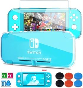 Switch Lite Case with HD Tempered Screen Protector & Thumb Grips Caps, Clear Protective Case for Nintendo Switch Lite Case Anti-Scratch & Shockproof Soft TPU Cover Slim Shell Switch Lite Accessories