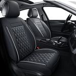 Car Seat Covers Full Set,Universal Fit For Most Cars,SUV,Sedans and Pick-up Trucks,Automotive Vehicle Faux Leather Cushion Covers for 5 Passenger Cars(Full Set,Black/White)