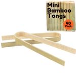 BambooMN Brand - 3.9" (10cm) Mini Bamboo Disposable Tongs - Toast Tongs - 40 pcs