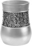 Creative Scents Silver Small Bathroom Trash Can – Decorative Waste Basket for Bathroom, Powder Room Or Bedroom - Durable Mini Bathroom Wastebasket with Beautiful Crackled Glass