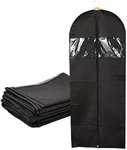 Stockroom Plus 6-Pack Black Garment Bags with Zippers and Windows, Clothes Bags for Closet Storage and Travel (24x60 in)