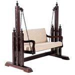 Swing India Handcrafted Wooden Indoor Swing 300 kg Capacity for Adults (63 X 36 X 64 inch) - A Perfect jhula of Durability and Relaxation