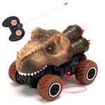 Highttoy Dinosaur Toys for Boys Age 3 4 5, Dinosaur Remote Control Car for Kids Dinosaur Car Toys Age 3 4 5 Birthday Gifts for Boys Girls Mini RC Dino Car for Kids, Brown