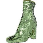 Steve Madden Womens Lynden Sequined Square Toe Mid-Calf Boots, Green, 6