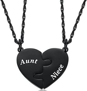 Ralukiia Aunt and Niece Heart Matching Necklace Set for 2 - Gifts for Aunt From Niece - Aunt to Niece Graduation Back to School Birthday Jewelry